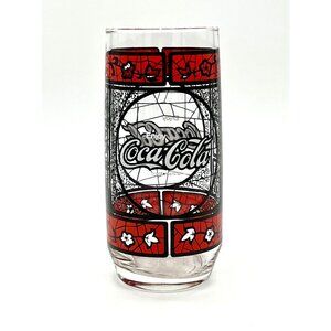 Set of 4 Vintage 1970's Art Deco "Stained Glass" Coca-Cola 16 oz. Tumbler